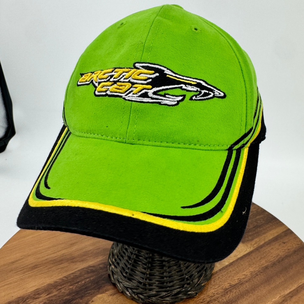 Arctic Cat Hat Men OSFA Green Black Embroidered Snowmobile Racing Baseball Cap - Picture 8 of 16